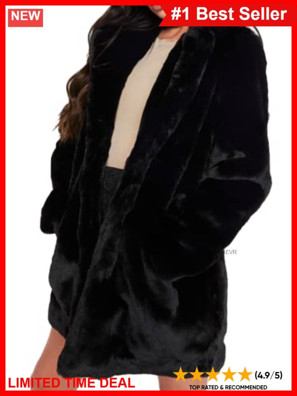 Womens Faux Fur Fleece Coat Lapel Long Sleeve Oversized Winter Warm Jacket